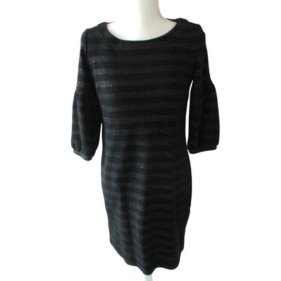 Talbots Women's Black 3/4 Sleeve Striped Pull Over Sweater Dress Size Small - Picture 1 of 9